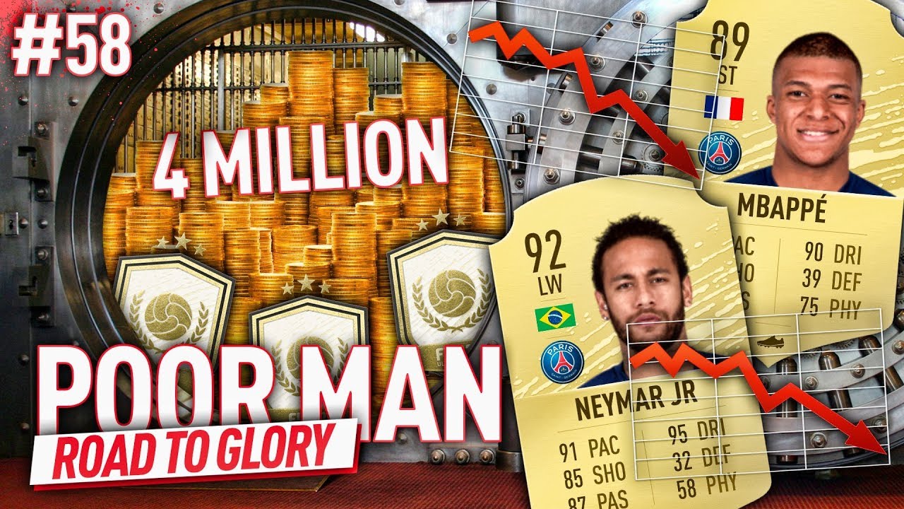 I GOT NEYMAR AND MBAPPE! MARKET CRASH! 4 MILLION COINS! - POOR MAN #58 - FIFA 20 Ultimate Team