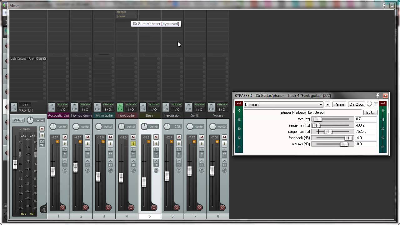 How to use the flanger and phase effects