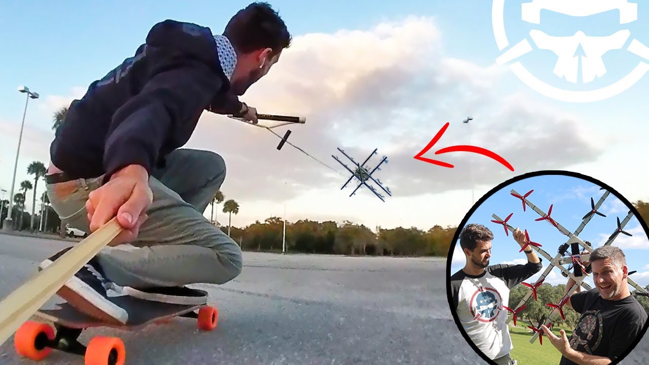 Drone-Boarding!! - Skating behind a 16 MOTOR DRONE!