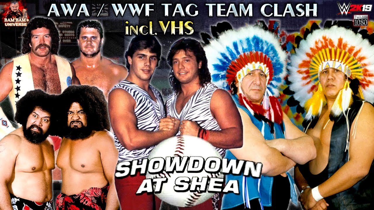 TEAM WWWF Wild Samoans & Strongbows VS. TEAM AWA Midnight Rockers, Hall & Hennig | Gameplay | VHS
