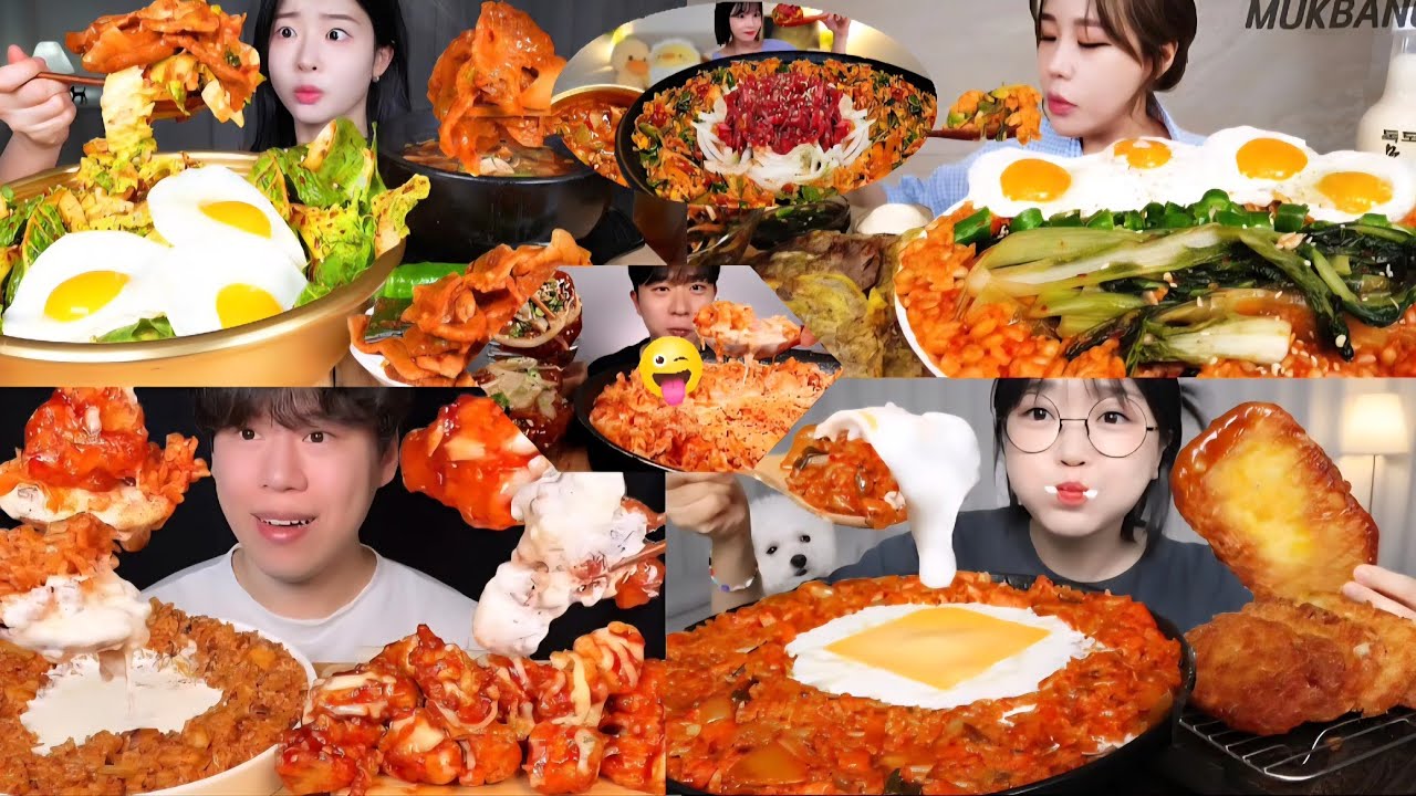 BIBIMBAP+CREAM KIMCHI RICE MUKBANG//KOREAN FOOD BIG BITE//ASMR SOUNDS