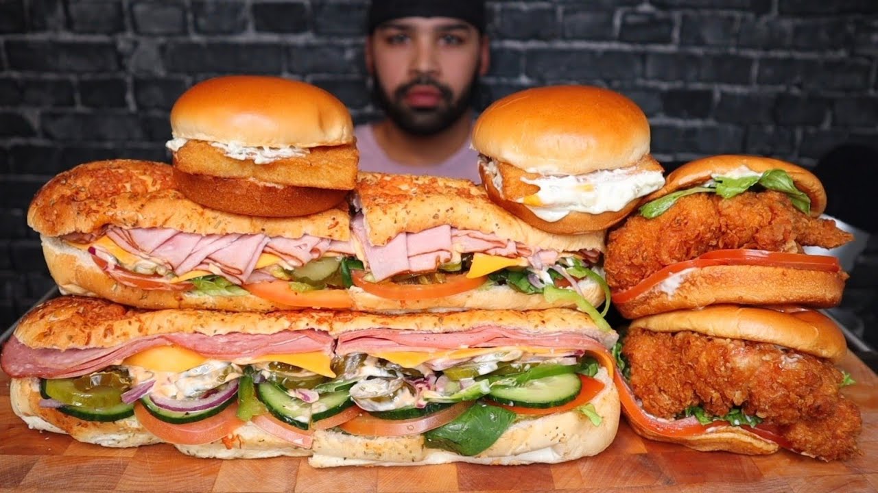 ASMR EATING MCDONALD'S, POPEYES AND SUBWAY MUKBANG