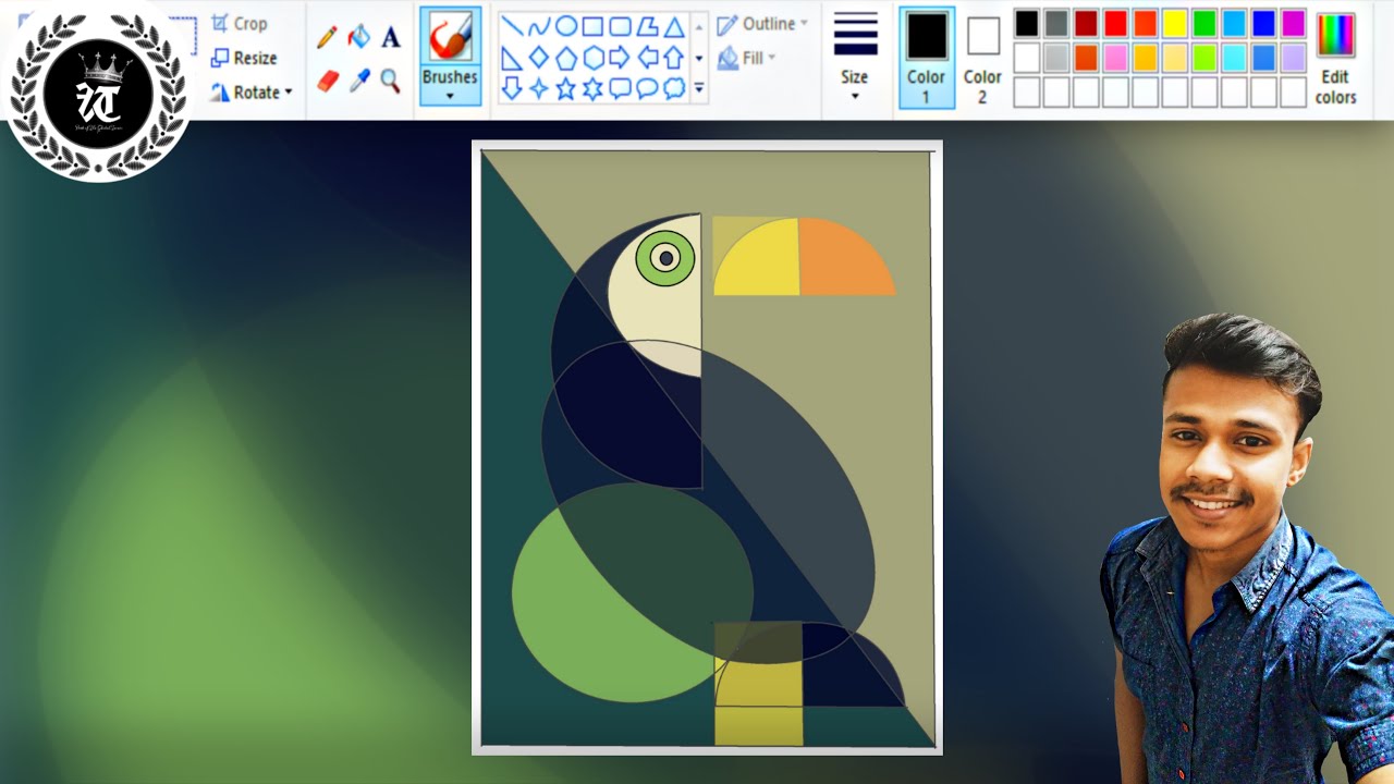 Geometric Bird Drawing Tutorial | Bird drawing Step by Step | Birds Drawing for Beginners | ms paint