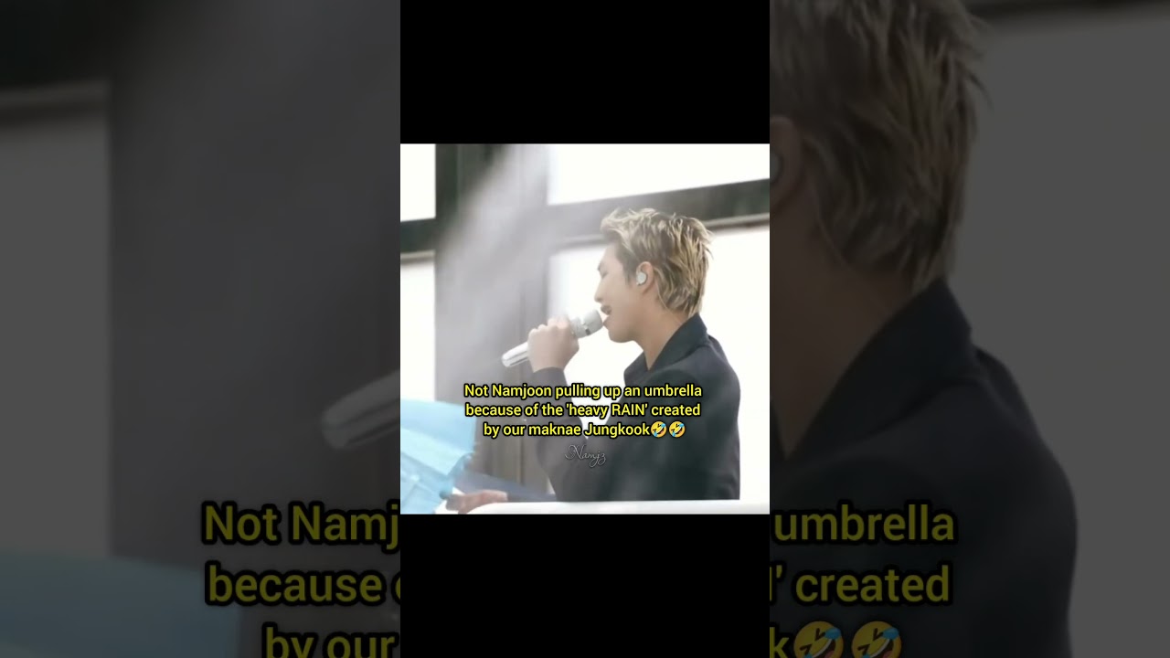 Not Namjoon pulling up an umbrella because of the 'heavy RAIN' created by Jungkook🤣#bts#arirang#swim