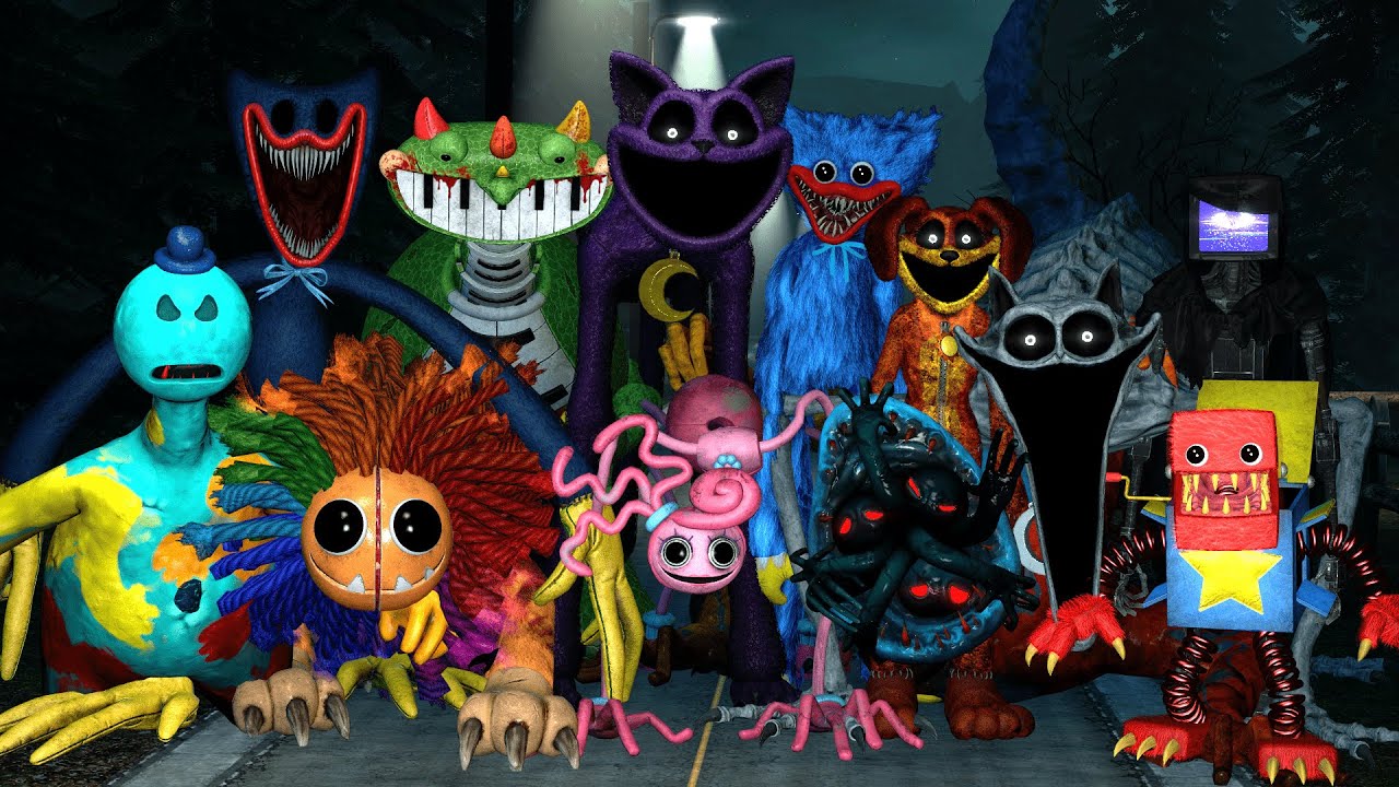 Surviving All Monsters from Poppy Playtime At NIGHT! | Garry's Mod