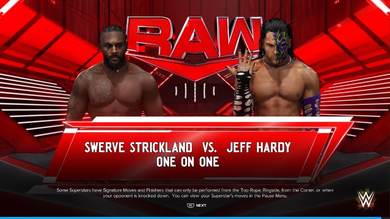 Wwe Full Match  Raw 2K24  Swerve Strckland Vs Jeff hardy