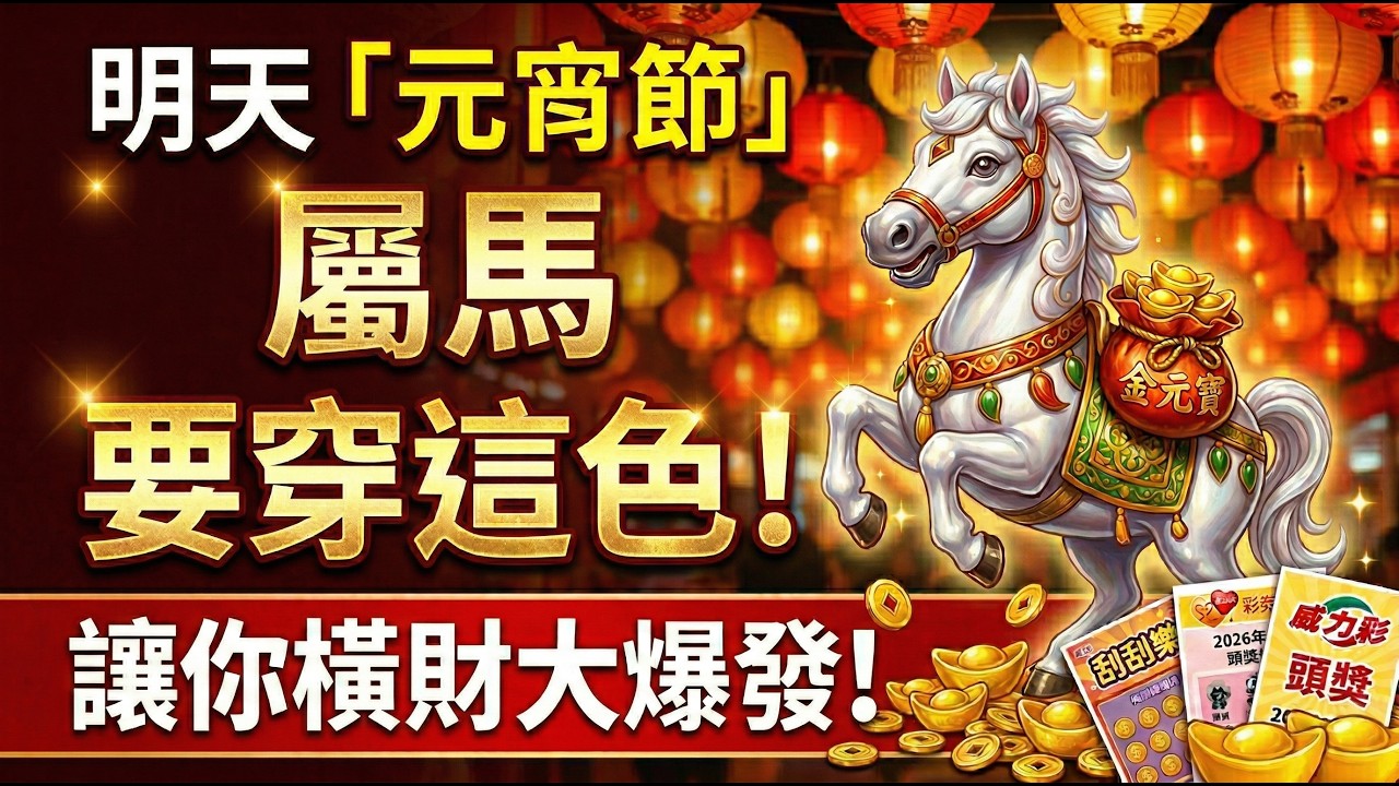 屬馬注意！明天3月3號正月十五「元宵節」，一定要穿「這顏色」，讓你馬年橫財擋不住！#生肖馬2026運勢 #2026屬馬運勢 #本命年 #丙午馬年 #元宵節 #正月十五 #幸運色 #旺財顏色 #穿衣五行