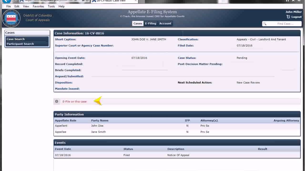 DC Court of Appeals Case Search Tutorial