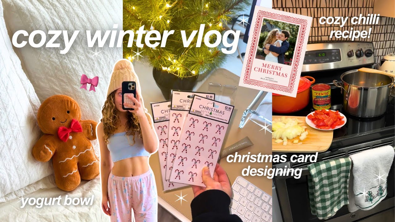 COZY WINTER VLOG: designing christmas cards & chilli recipe! 🎄 vlogmas day 9