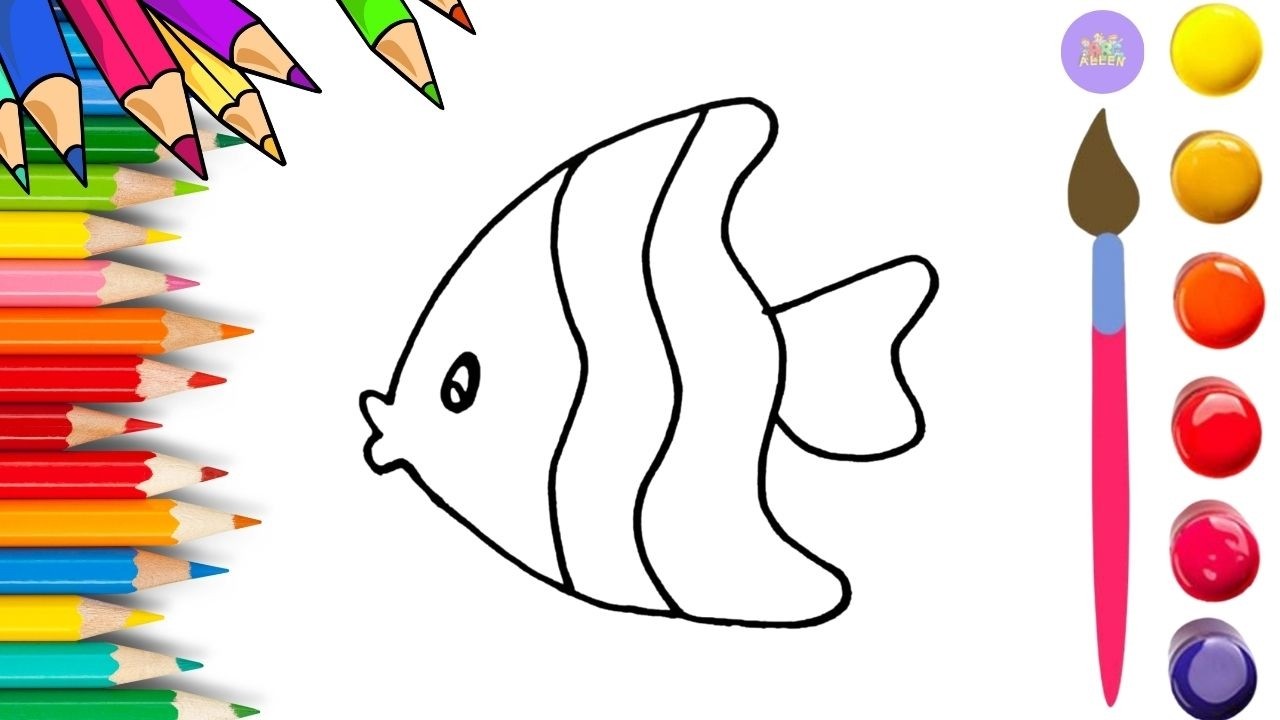 How To Draw cute Fish Drawing, Painting & Coloring For Kids and Toddlers_🌈🎨