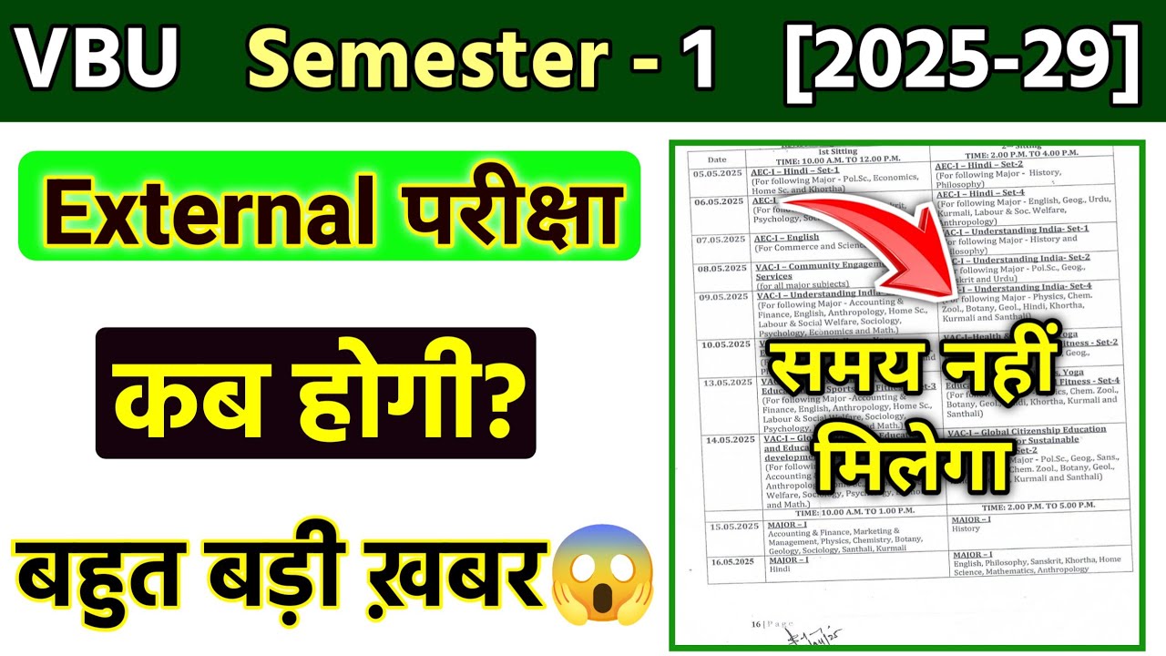 VBU Semester-1 Exam date big update 2025🔥🔥