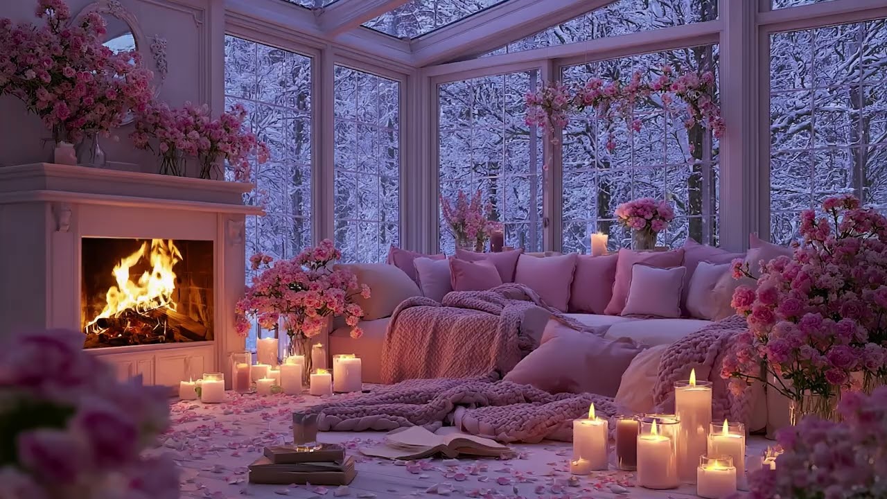 3 Hours of Cozy Pink Room Fireplace Ambience for Deep Sleep, Stress Relief & Calm Nights 🔥🌸💗