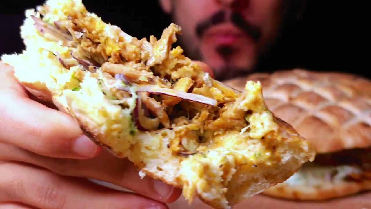 ASMR GIANT TZATZIKI CHICKEN KEBAB (EATING SOUNDS) NO TALKING MUKBANG