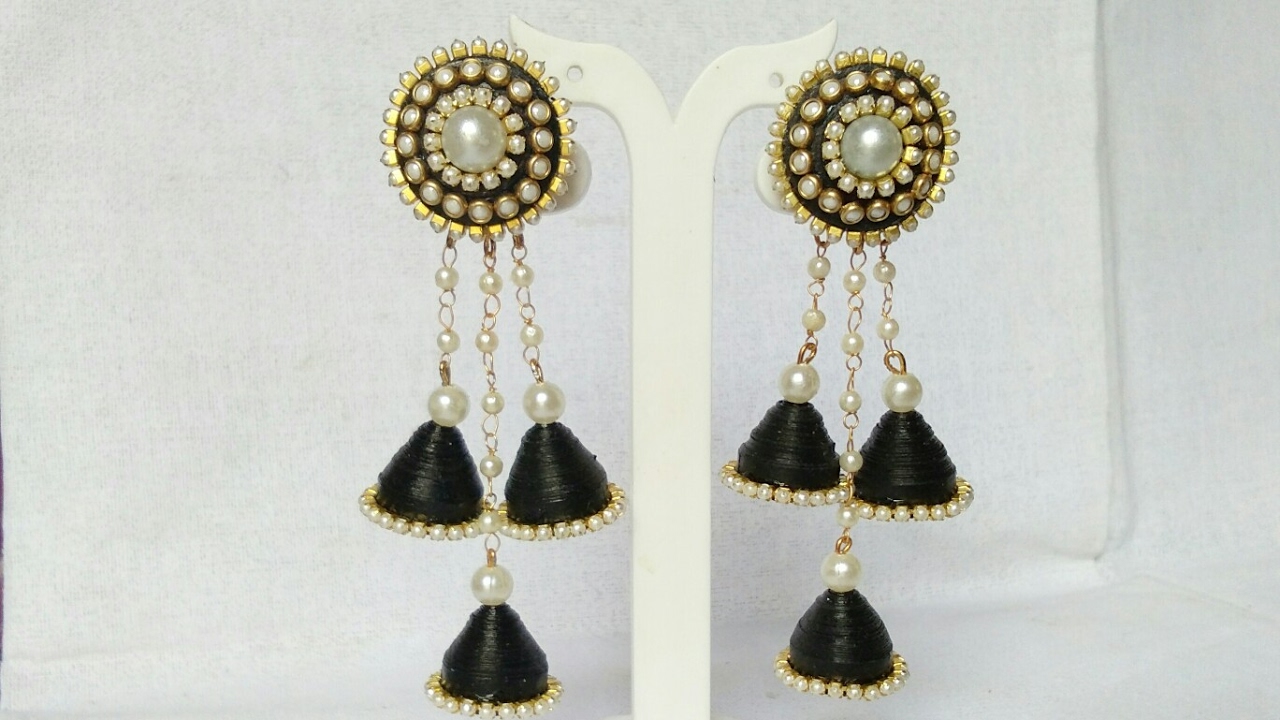 How To Make Paper Earrings // Paper Jewellery Making // Designer Earrings Making//DIY