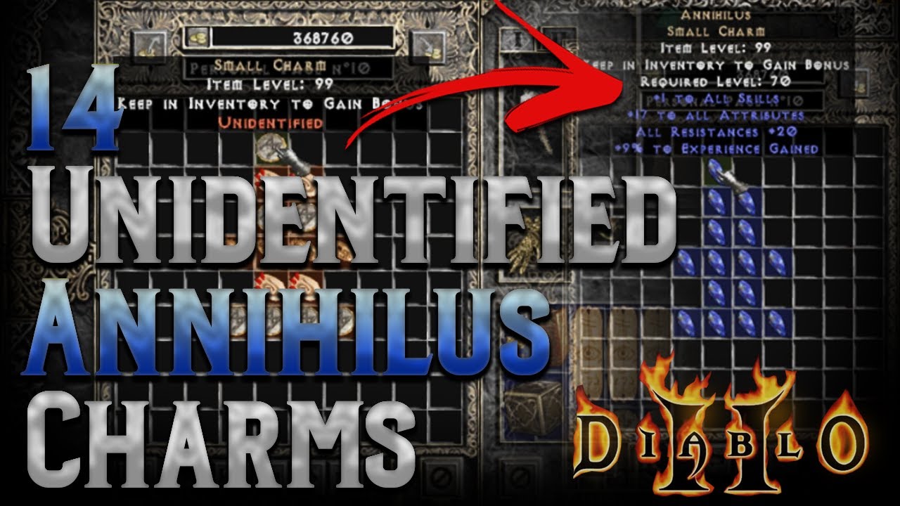 14 (15 LOL!!!) Unidentified Annihilus Charms - Diablo 2 - 1 nearly perfect god tier anni charm!!!