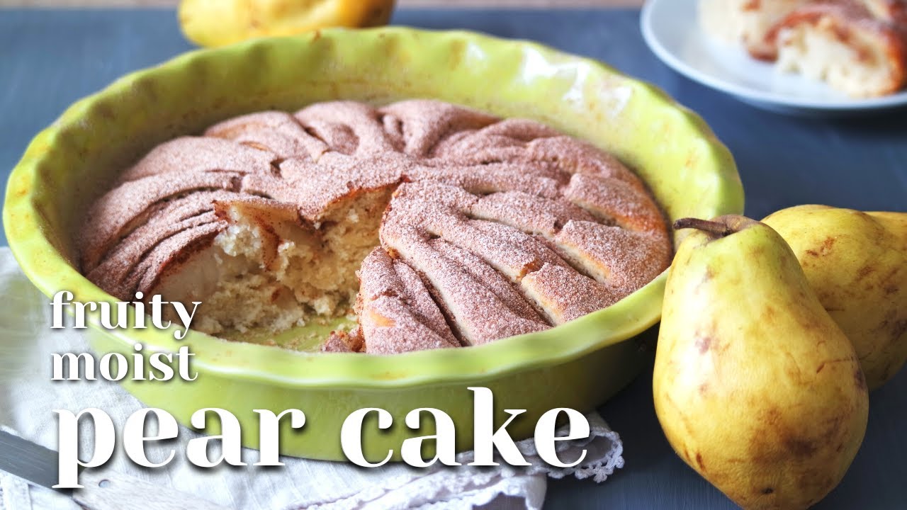 🍐 Moist, Spongy Pear Cake Recipe 🍐 How to Make Soft, No Butter, Eggless Pear Cake 💛