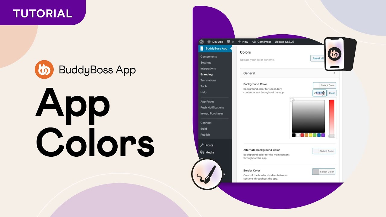 How to configure colors in BuddyBoss App