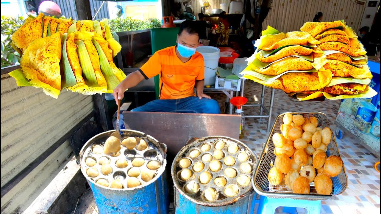 How Delicious Crispy Rice Pancake & Ball Cake Are Made | Very Popular Cambodian Crepe