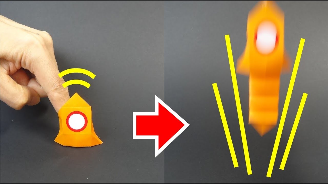 折り紙おもちゃ「ジャンピングロケット」Origami Toy 