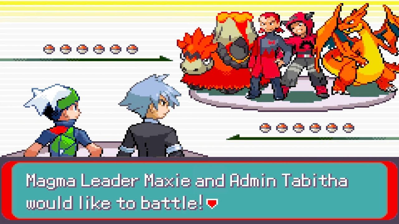 Pokemon Emerald Horizons - vs Magma Leader Maxie & Admin Tabitha @ Mossdeep Space Center (w/ Steven)