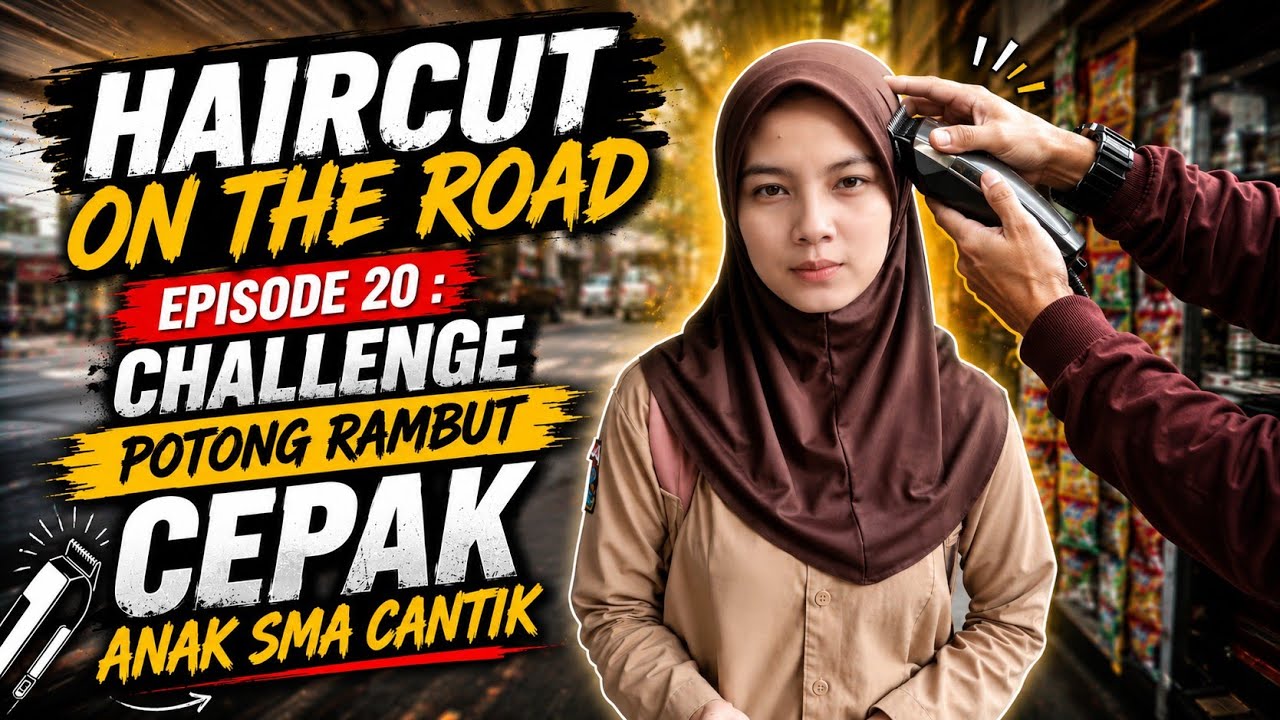HAIRCUT ON THE ROAD 20 : Challenge Potong Rambut Cepak Anak SMK (Highschool Girl Buzz cut Challenge)