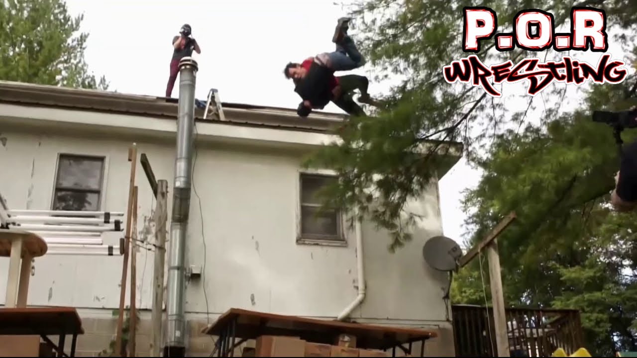 Body Slam Off Roof! - Crazy Backyard Wrestling Match