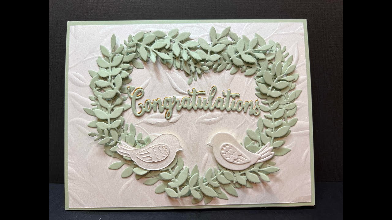Heart wreath and birds Wedding Card