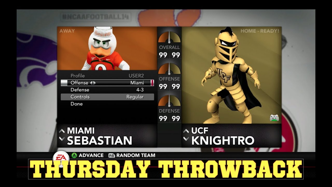 Thursday Throwback NCAA Football 14 (Mascot Game)