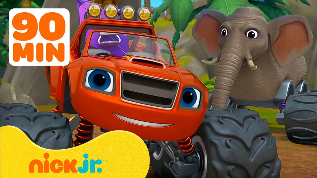 ¡90 MINUTOS de Rescates y Transformaciones de Blaze en la JUNGLA! 🐘 Con AJ
