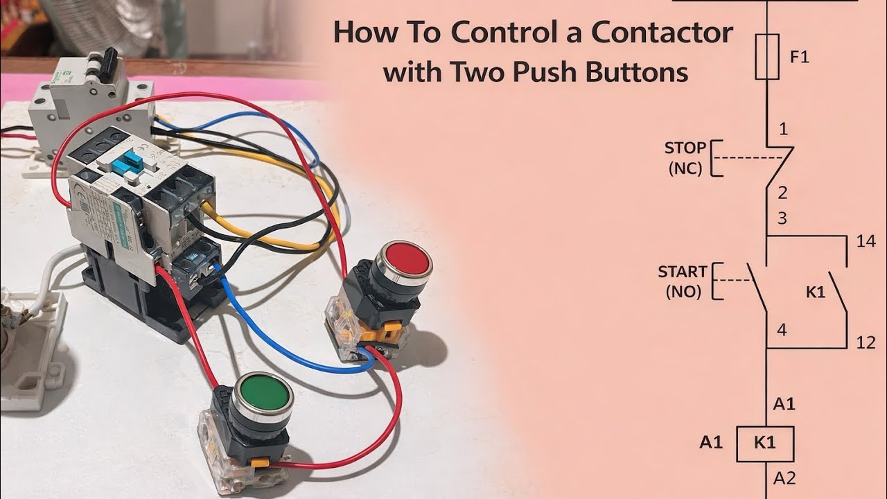 How to Control a Contactor Using START & STOP Push Buttons (Real Wiring + Diagram)