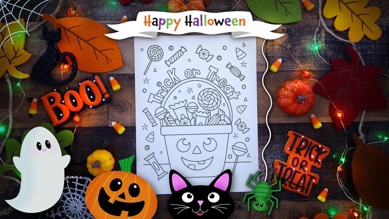 🧡🖤HAPPY HALLOWEEN 🎃👻Coloring Pages for Kids | Halloween Coloring Video 💚Halloween CANDY 🍭🍬