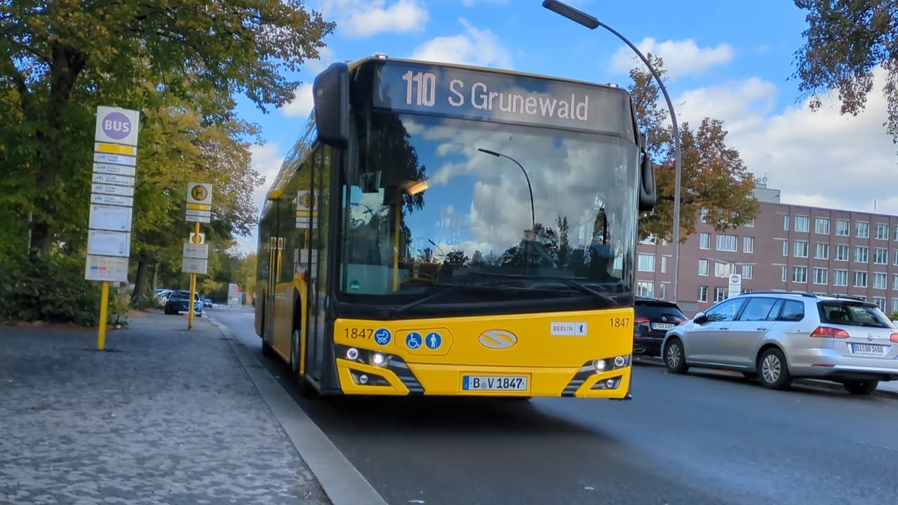 Berlin Bus|Mitfahrt im Solaris EE20 auf dem 110 von Hertzallee bis S Grunewald