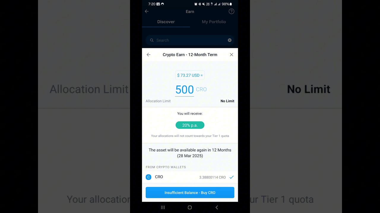 Crypto.com limited time offer. 20% p.a. for CRO Earn. 