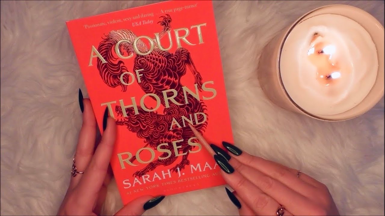 ASMR semi-inaudible reading of 'A Court of Thorns and Roses' | clicky whispers, word tracing