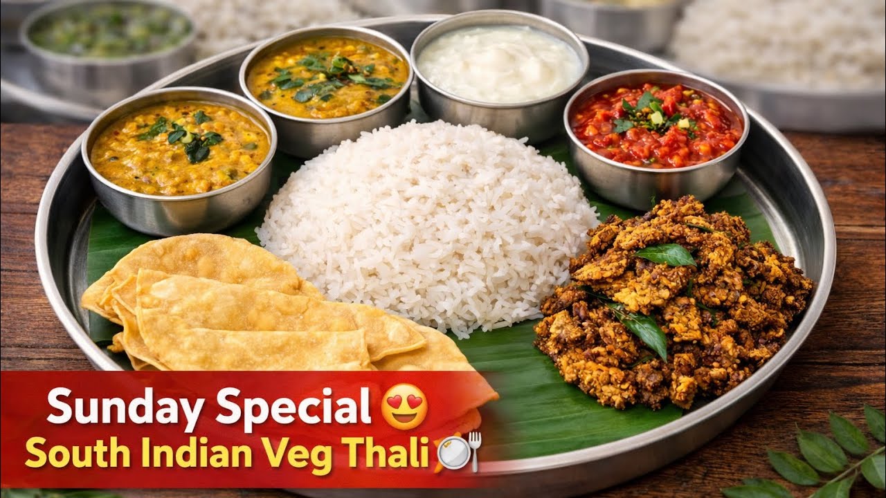  Veg Thali |Sunday Special 😍 South Indian Veg Thali 🍽️ | Perfect Sunday Lunch | Homemade Meals