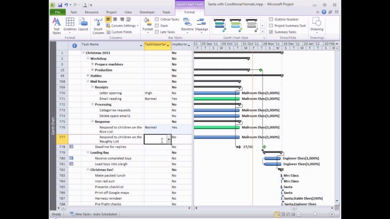 Microsoft Project - Conditional Formatting in Gantt Charts
