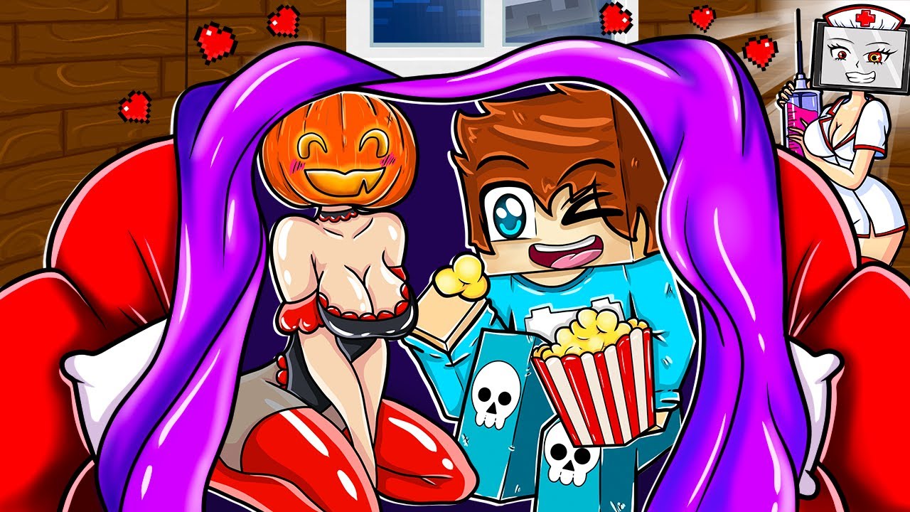 НОЧЕВКА С ВЛЮБЛЕННОЙ ДЕВУШКОЙ ТЫКВОЙ И МЕДСЕСТРОЙ В МАЙНКРАФТ! КРАСЯ HALLOWEEN MINECRAFT