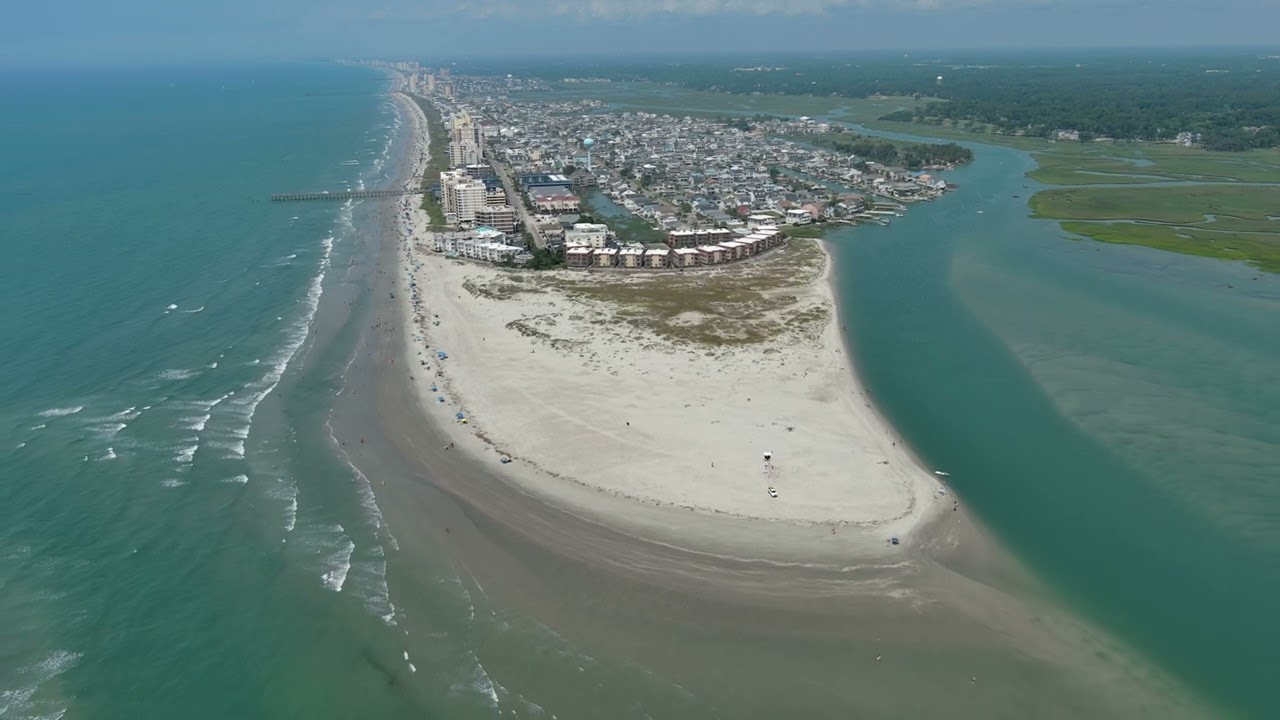 Cherry Grove Point - North Myrtle Beach - Hog Island and Bird Island - 4k Drone flyover