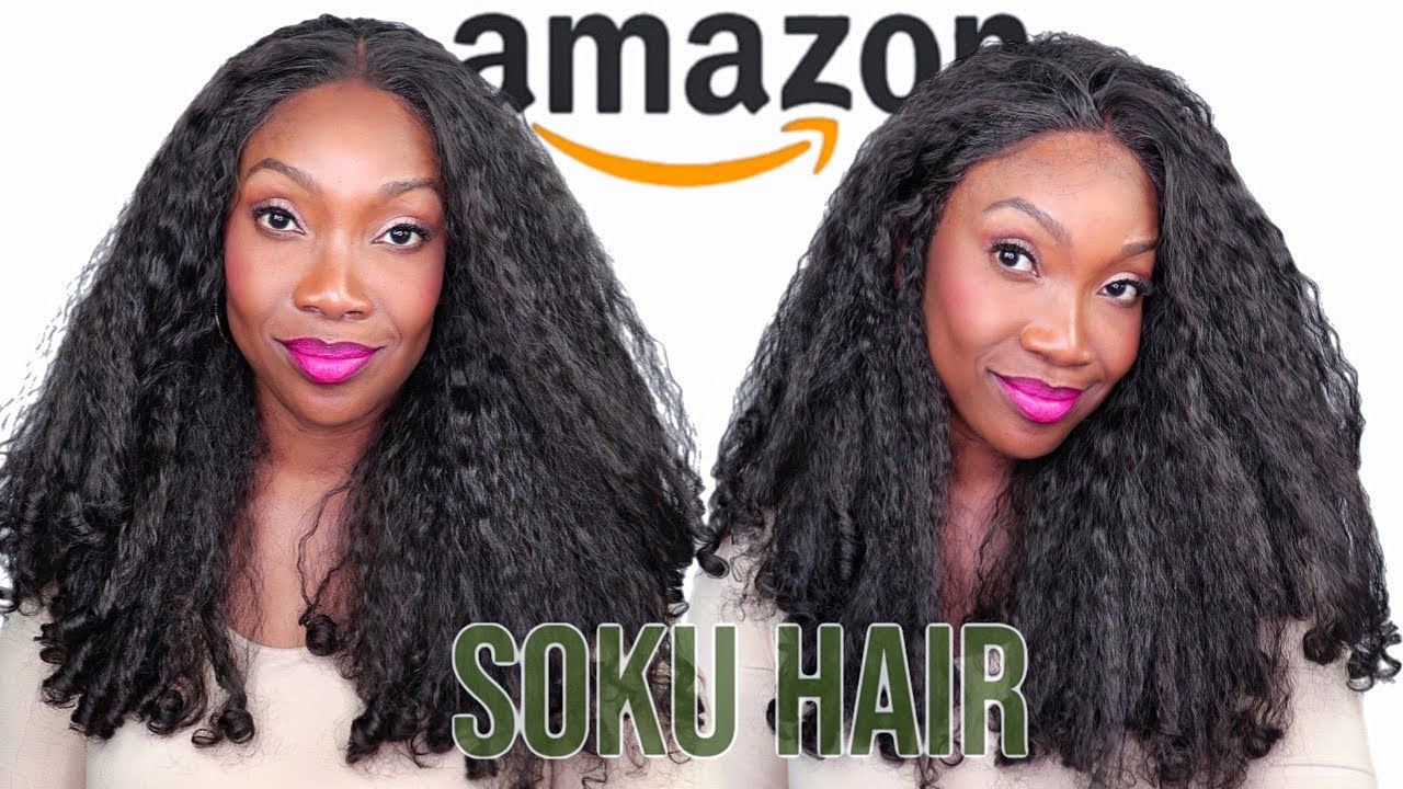 Парик Amazon Soku Afro Curly Lace Front, синтетический, кудрявый, прямой, с кудрявыми концами, с ...