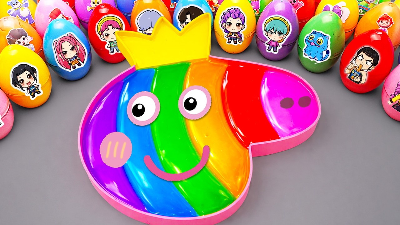 How to make Rainbow Peppa Pig Bathtub by mixing Jelly Slime Clay Eggs | Oddly Satisfying Slime ASMR
