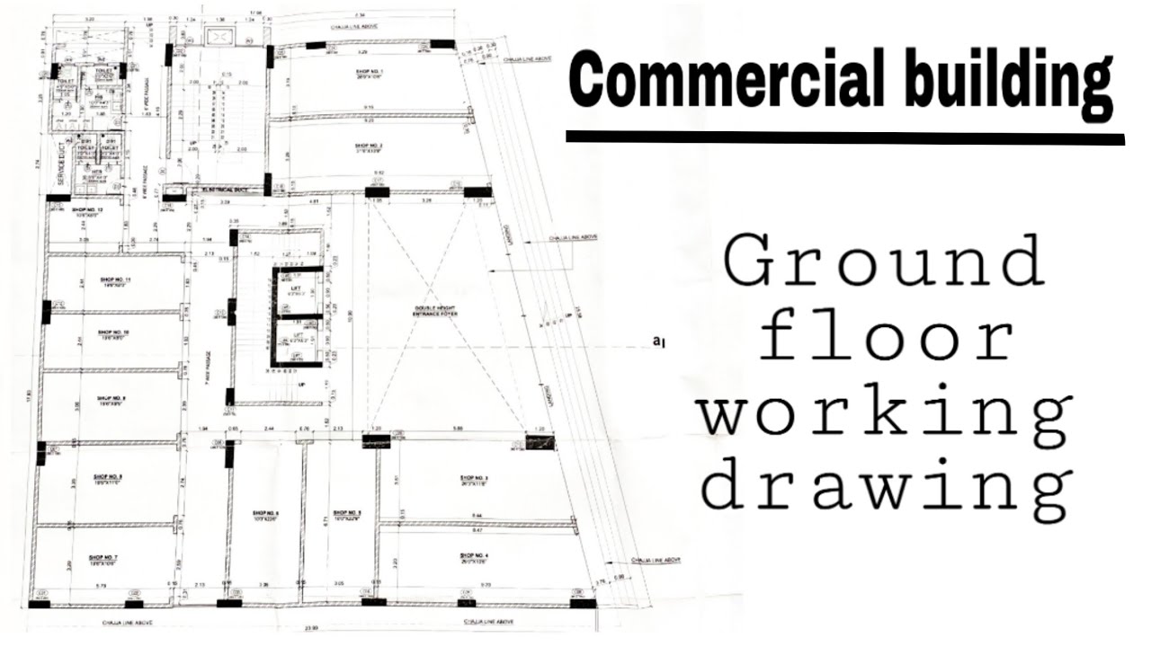 How to read architect working drawing | Ground floor plan of Commercial building