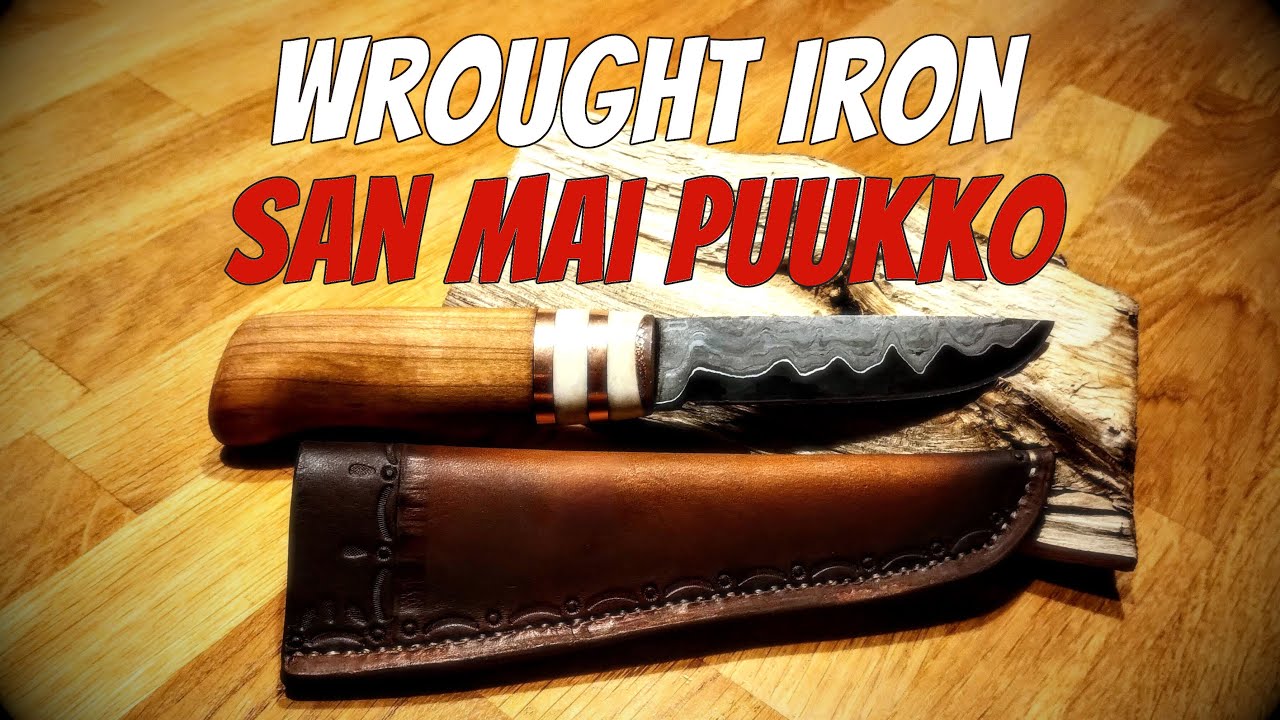Wrought iron san mai puukko - finishing and leather sheath making