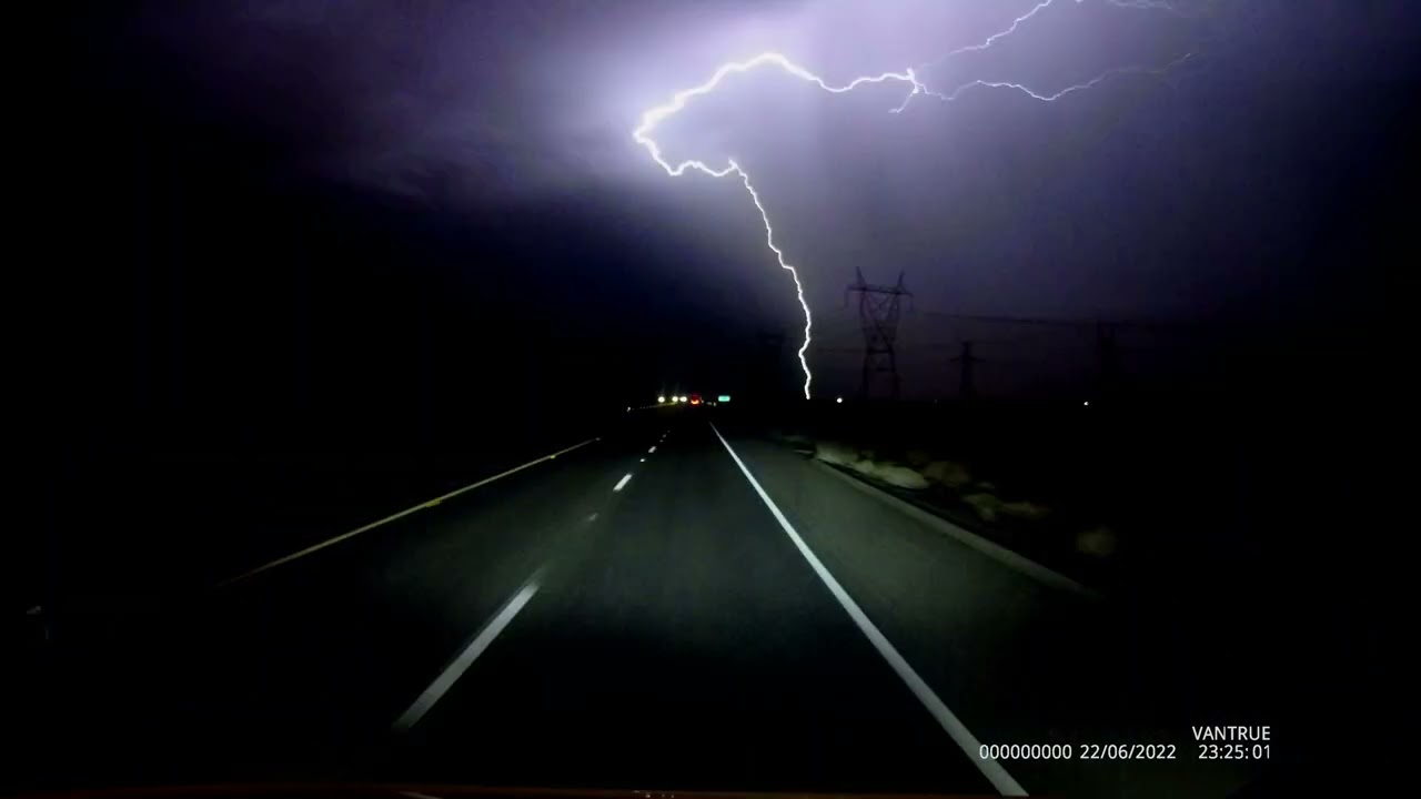 2022 Lightning Strikes Interstate 15 Near Barstow CA