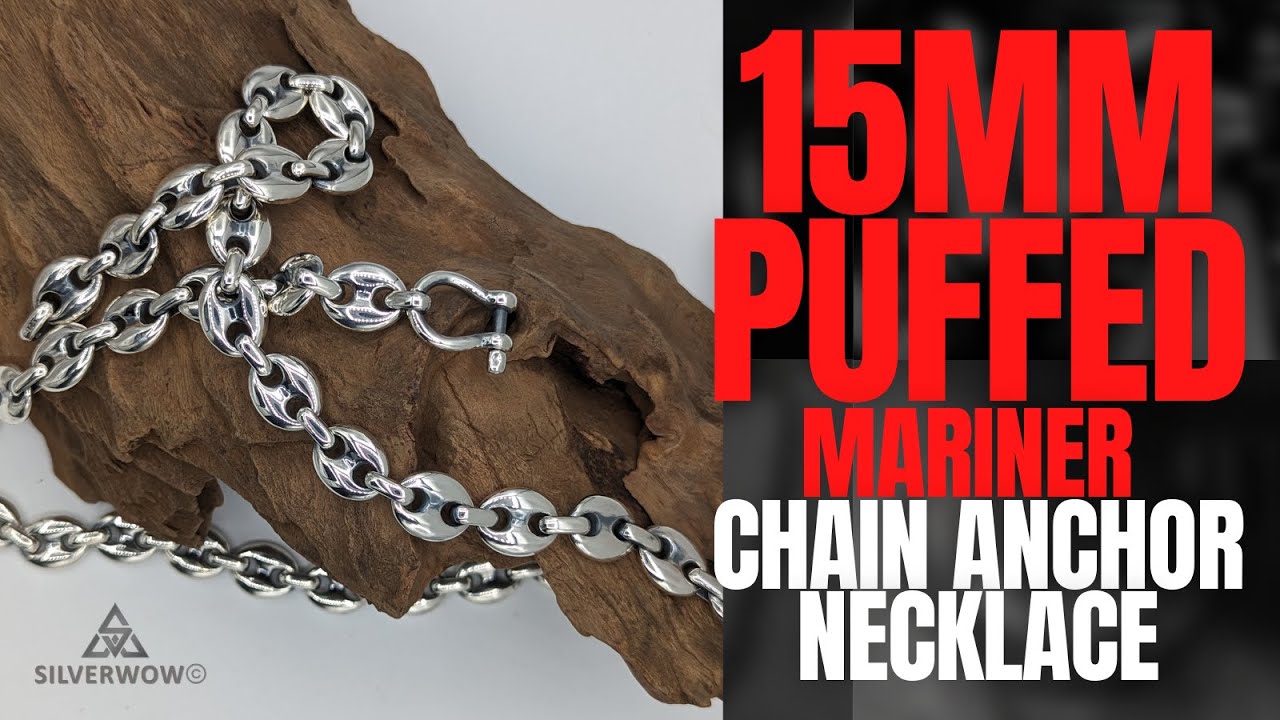 15mm Puffed Mariner Link Necklace .925 Sterling Silver Necklace - 2023 Launch | Silverwow