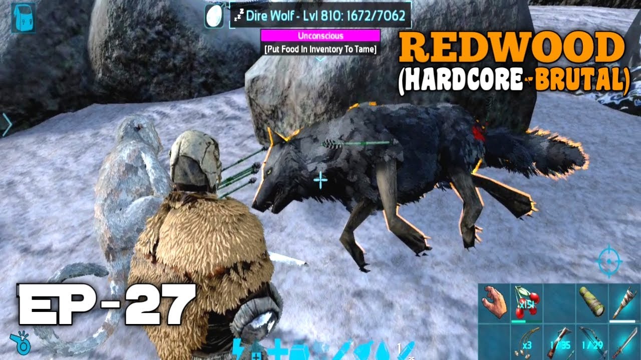 Ark Mobile Artifact Of The Strong Cave | Cave Direwolf Taming | Giganotosaurus Saddle (BP) | Ep - 27