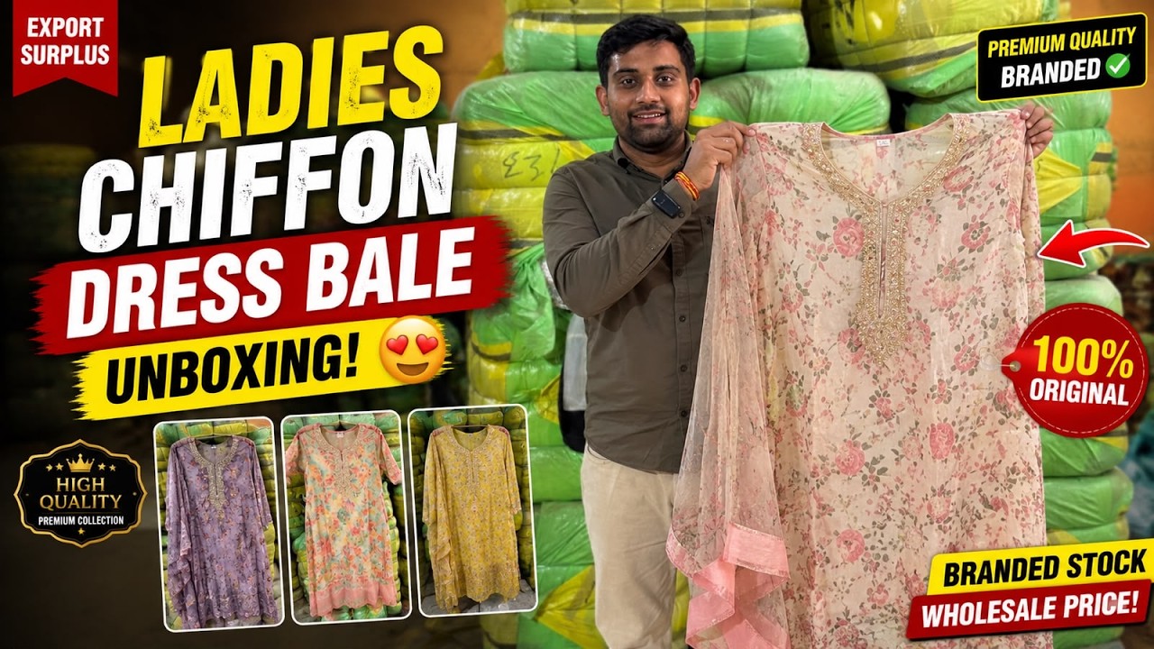 😱 Ladies Chiffon Dress Bale Unboxing 😍 | Export Surplus | Wholesale Price | Premium Quality