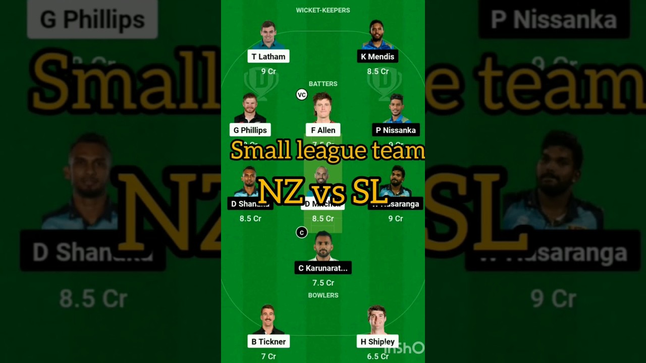 NZ vs SL dream11 prediction small league #dream#dream11#dreamteam#ytshorts#viral#smallleague#fantasy