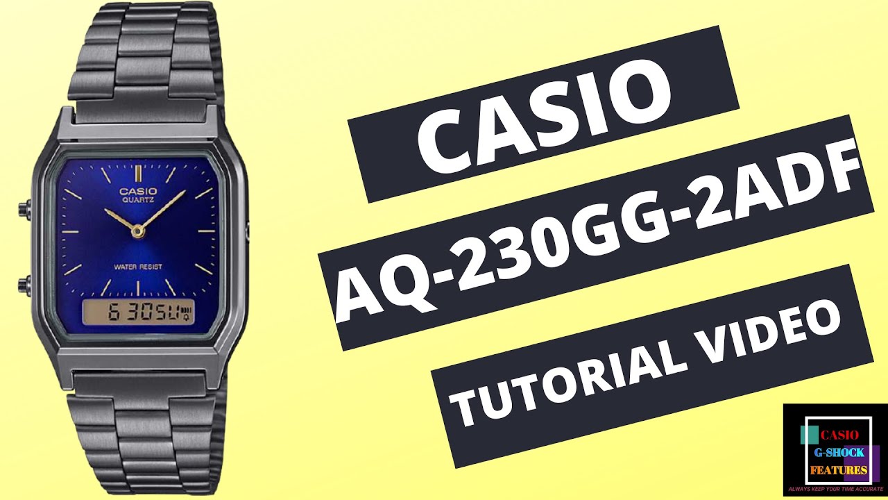 Casio aq-230gg-2adf vintage | casio vintage dual time | full demo