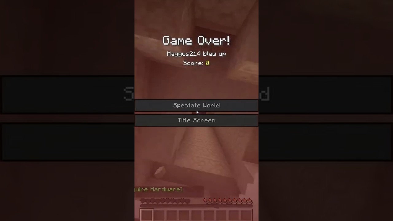 Der D&uuml;mmste Tod in Minecraft  Hardcore!@TooBad#gaming #minecraft #minecraftshorts