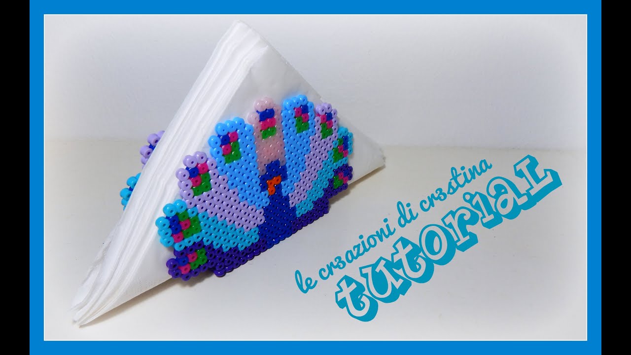 Tutorial Portatovaglioli Pavone con Hama Beads/Pyssla - www.perlinedastirare.it